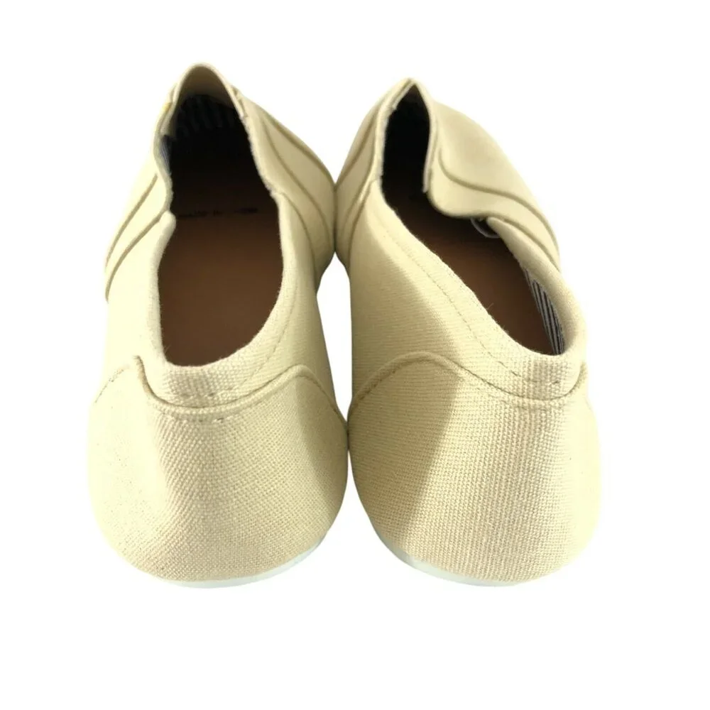 Ollio Womens Espadrille Flats Canvas Slip On Beige Size 7